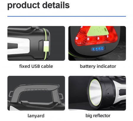 Lanterna LED Superfire M15, USB, 550lm, 400m, PowerBank, incarcare USB, 6000mAh, lumina rosie [8]