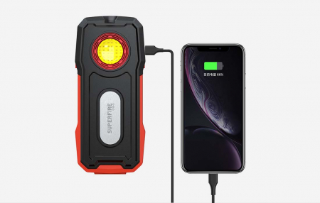 Lanterna Multifunctionala LED Superfire G18-S, 800 lumeni, acumulator 2000mAh, Lumina Rosie, incarcare USB-C [2]