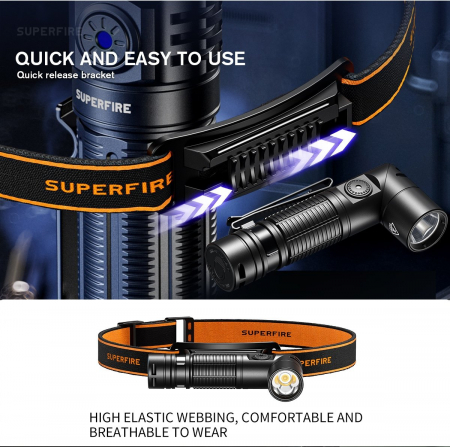 Lanterna Multifunctionala LED Supfire G19-S, USB-C, 360lm, 160m, prindere magnetica [6]