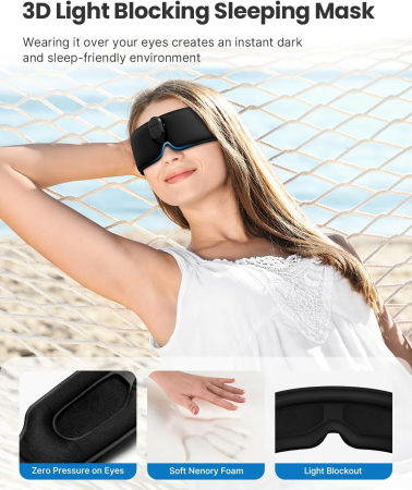 Masca de somn RENPHO EyeSnooze Aroma cu Bluetooth, muzica, aromaterapie si incalzire, confort ochi, pliabila, relaxare ochi, somn odihnitor, negru [9]