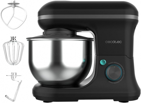 Mixer cu bol din inox Cecotec Cecomixer Merengue, 1200W, Bol 5L inox, 6 Viteze, 5 functii, accesorii incluse, Negru [1]