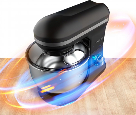 Mixer cu bol din inox Cecotec Cecomixer Merengue, 1200W, Bol 5L inox, 6 Viteze, 5 functii, accesorii incluse, Negru [9]