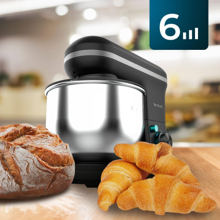 Mixer cu bol din inox Cecotec Cecomixer Merengue, 1200W, Bol 5L inox, 6 Viteze, 5 functii, accesorii incluse, Negru [4]