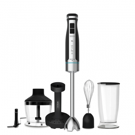 Blender de mana Cecotec PowerGear 1500 XL Mash Pro, 1500 W,  21 de viteze plus turbo, Lame cu titan, Accesorii incluse [0]