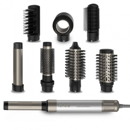 Ingrijire par - Ondulator Multistyler Cecotec Bamba CeramicCare AirGlam 8 in 1, placa de indreptat si ondulator cu tehnologia Coanda, Uscator 110000 rpm, 1400 W - Gri