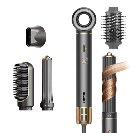 Ingrijire Par - Ondulator Multistyler Rovotec 802A, 6 in 1, Tehnologie Coanda, Uscator Profesional, 1300 W, 3 Trepte de viteza, 4 Trepte de temperatura