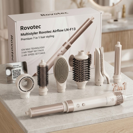 Ondulator Multistyler Rovotec Airflow Premium, 7 in 1, Tehnologie Coanda, Uscator Profesional, Indreptare par, 1500 W, 2 Trepte de viteza, 3 Trepte de temperatura [4]
