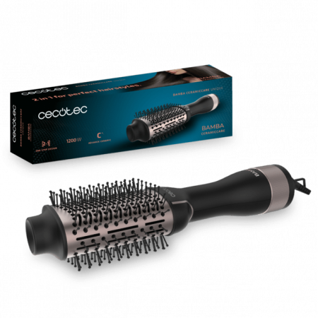 Ingrijire personala - Perie electrica fixa Cecotec Bamba CeramicCare Unique, 1200 W, 3 trepte de caldura, 2 viteze