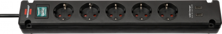 Prelungitoare - Prelungitor Brennenstuhl Bremounta 5 prize, 2 x USB-C, 3m, Buton On Off, prindere in suruburi