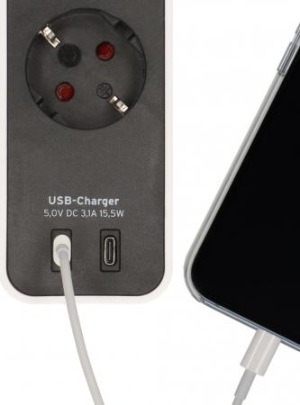 Prelungitor Brennenstuhl Ecolor 4 prize, 2xUSB-C, 1.5m Negru/Alb [3]