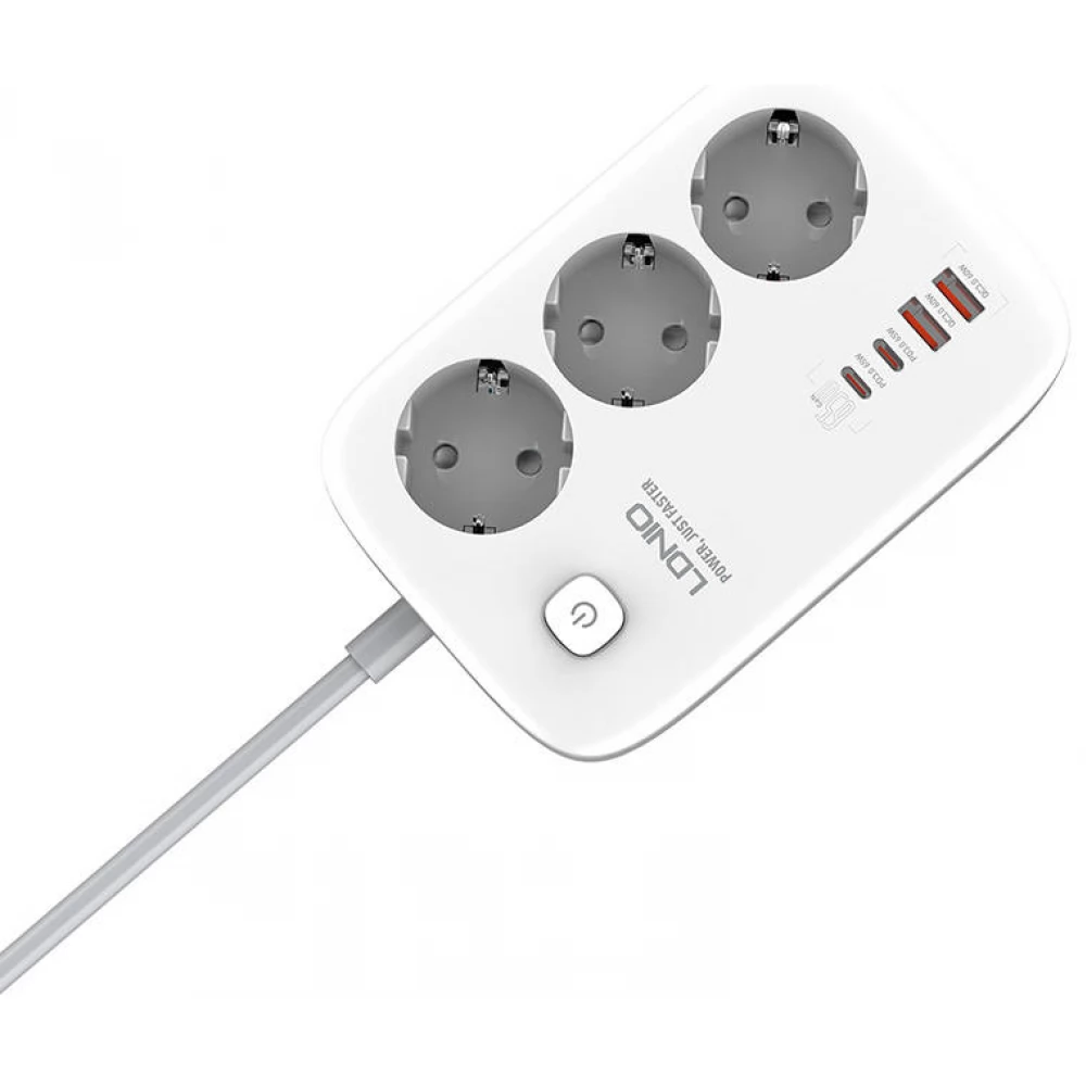 Prelungitoare - Prelungitor LDNIO SE3436, 3 prize, 2 X USB-A, 2X USB-C, 65W, 2m