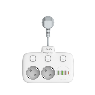 Prelungitoare - Prelungitor LDNIO SE2435, 2 prize, 3 X USB-A, 1X USB-C, incarcare rapida QC 3.0, 10A