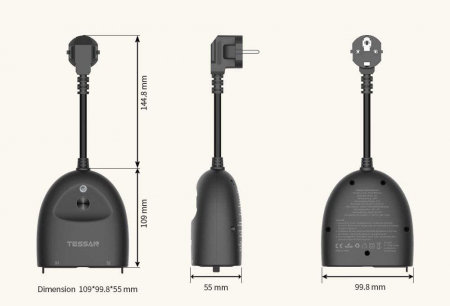 Prelungitor Smart WiFi Tessan EOP03 ,IP44, 16A, 2 Prize, Exterior, Smart Life, Alexa, Google Home, IFTTT [2]