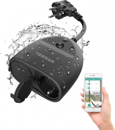 Prelungitor Smart WiFi Tessan EOP03 ,IP44, 16A, 2 Prize, Exterior, Smart Life, Alexa, Google Home, IFTTT [0]