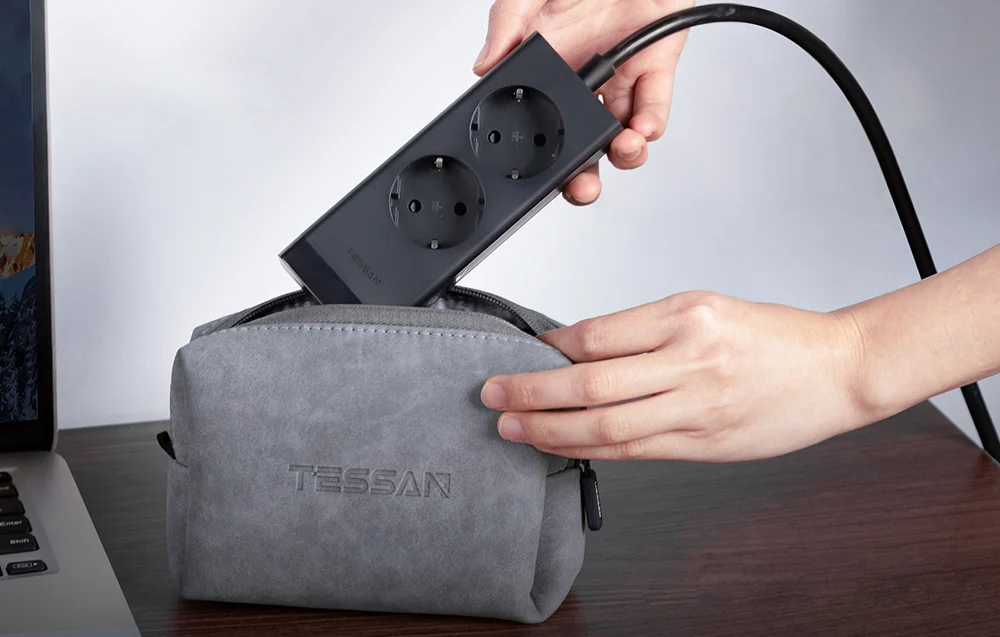 Prelungitor Tessan ‎TS-FS01DE, 2X USB-C, 2x USB, 2 prize, incarcare rapida USB-C, 30W, 2m, negru [6]