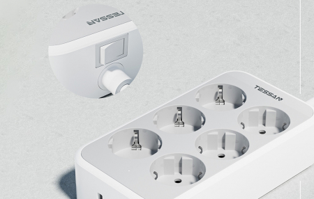 Prelungitor Tessan TS-PS02DE, 6 prize, 2 X USB-A, 1X USB-C, incarcare rapida 25W [1]
