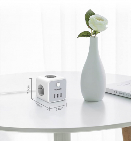 Prelungitor tip cub Tessan TS-301, 3 prize, 3 USB 3A, cablu 1.5m [1]