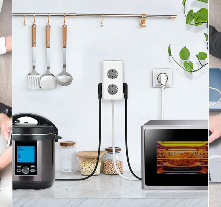 Prelungitor tip cub Tessan TS-306, 6 prize, 3 USB 3A, cablu 2m [4]