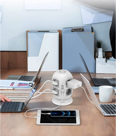 Prelungitor tip Turn Tessan JW402, 8 prize, 4 USB 3.1A, cablu 2m, protectie la suprasarcina [3]