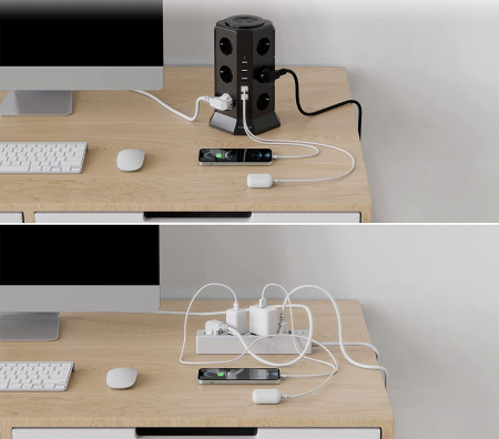 Prelungitor tip Turn Tessan TP-VA5U12E, 12 prize, 5 USB 4.5A, cablu 2m, protectie la suprasarcina [4]