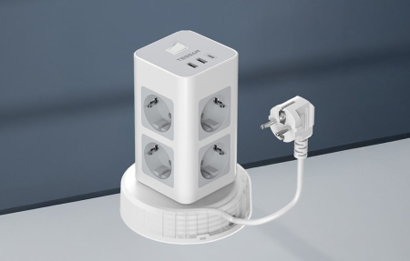 Prelungitor tip Turn Tessan TPS03RX-DE-C, 8 prize, 2X USB A, 1X USB-C, 3A, 3600W, cablu 2m [1]