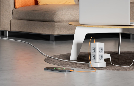 Prelungitor tip Turn Tessan TPS03RX-DE-C, 8 prize, 2X USB A, 1X USB-C, 3A, 3600W, cablu 2m [2]