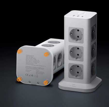 Prelungitor tip Turn Tessan TPS04-DE, 12 prize, 3 USB, 1 USB-C, 3A, cablu 2m [5]