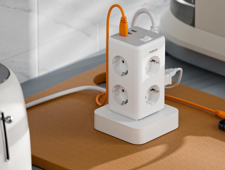 Prelungitor tip Turn Tessan TS-306TS-C, 6 prize, 2 USB, 1 USB-C, 3A, cablu 2m [3]