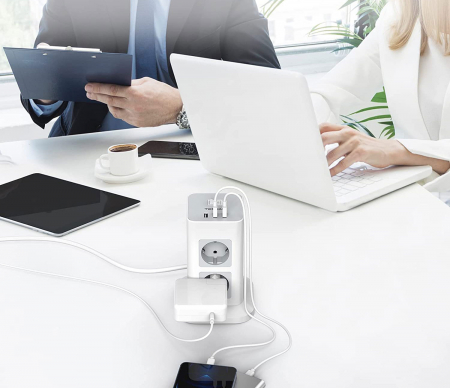 Prelungitor tip Turn Tessan TPS03, 8 prize, 3 USB 3A, cablu 2m, protectie la suprasarcina [4]