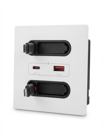 Priza de perete Rovo AAC, Incarcare Rapida 20W, Cabluri retractabile, USB-C si Lightning, Porturi USB-A si USB-C, 16A [4]