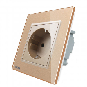 Priza simpla de perete Welaik cu rama din sticla, Gold [0]