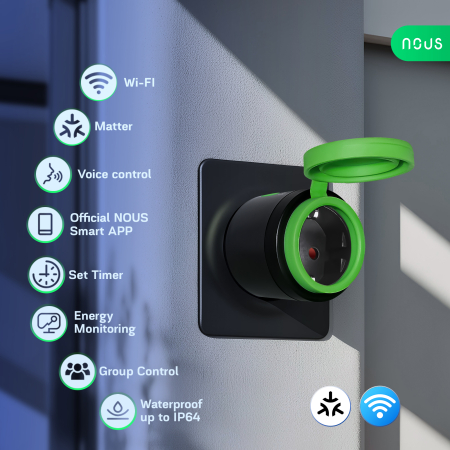 Priza Smart Exterior NOUS A6M Matter Wi-Fi, 16A, 3680W, IP44 [2]