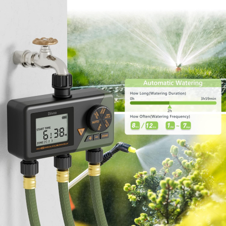 Programator automat pentru irigare Diivoo WT10M-GN, 3 zone, IP54, functie Rain Delay [3]