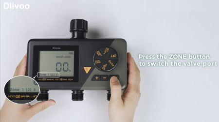 Programator automat pentru irigare Diivoo WT10M-GN, 3 zone, IP54, functie Rain Delay [4]
