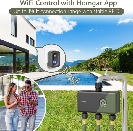 Programator Wifi automat pentru irigare Diivoo DI-WT11W-EUGN, 3 zone, IP54, functie Rain Delay, Control Aplicatie, RFID 60M [1]