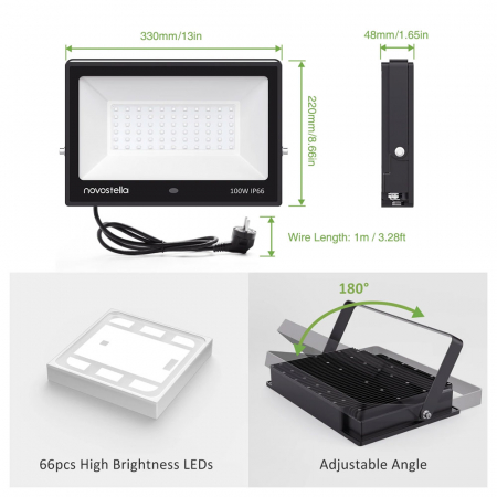 Proiector de podea LED RGB Novostella, Telecomanda , 100W, Exterior IP66 waterproof [1]