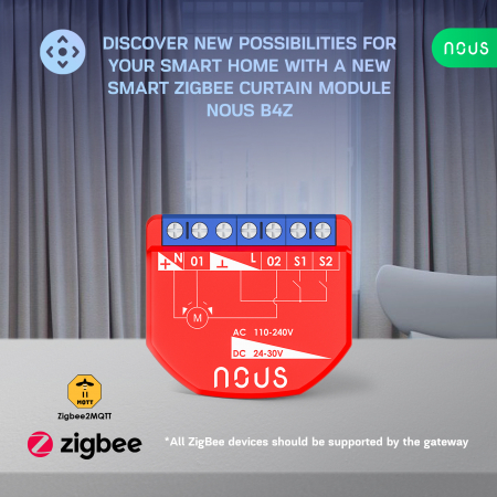 Releu inteligent pentru perdele si draperii Nous B4Z ZigBee, 1 canal [3]