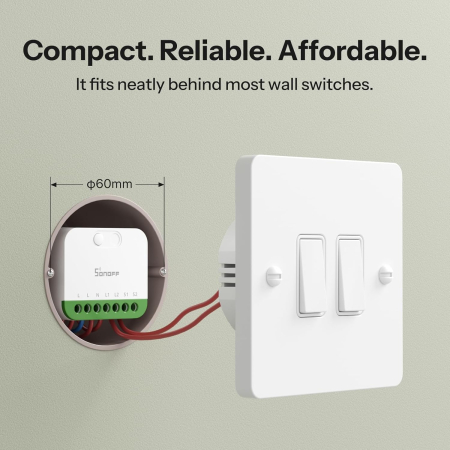 Releu Smart Sonoff MINI-2GS, Matter, Control aplicatie, 2 canale, 16A, WiFI, Alb [1]