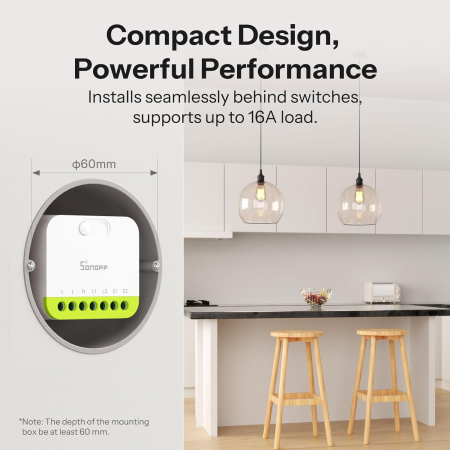 Releu Smart Sonoff MINI-ZB2GS, ZigBee, 2 canale, 16A, Alb [1]