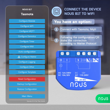 Releu wireless Nous B1T, 16A, Tasmota, Matter - 1 canal, ESP32 [3]