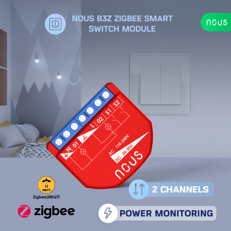 Releu inteligent Nous B3Z, 16A, ZigBee, 2 canal PM, Monitorizare energie [2]