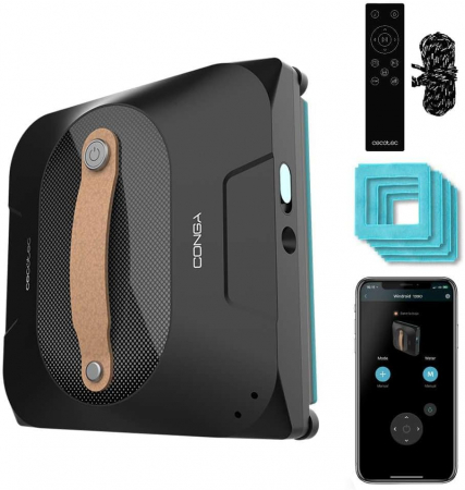 Robot curatare geamuri Cecotec Conga WinDroid 1390 DoubleSpray Connected, Pulverizare subla, Control Aplicatie , Telecomanda, 8 moduri de curatare [0]