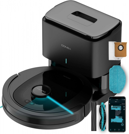 Produse Smart - Robot de aspirare Cecotec Conga 8490 Ultimate Ultra Power Home,navigatie laser, baza autocuratare 2.5l, autonomie 170 minute, aspirator si mop