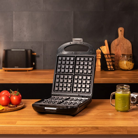 Aparat pentru preparat vafe Cecotec Rock'nToast Family Waffle, 1500 W, functie grill, inox, incalzire rapida [3]