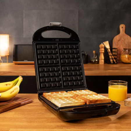 Aparat pentru preparat vafe Cecotec Rock'nToast Family Waffle, 1500 W, functie grill, inox, incalzire rapida [1]