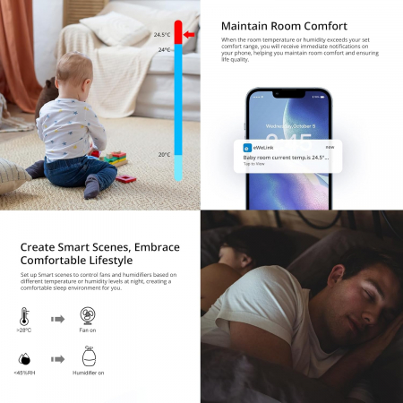 Senzor inteligent de temperatura si umiditate Zigbee Sonoff SNZB-02P (rotund) [5]