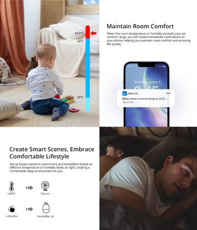 Senzor inteligent de temperatura si umiditate Zigbee Sonoff SNZB-02P (rotund) [6]