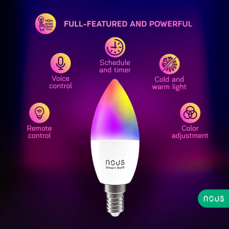 Set 4 Becuri LED RGB Smart NOUS P4, E14, Control din aplicatie [10]