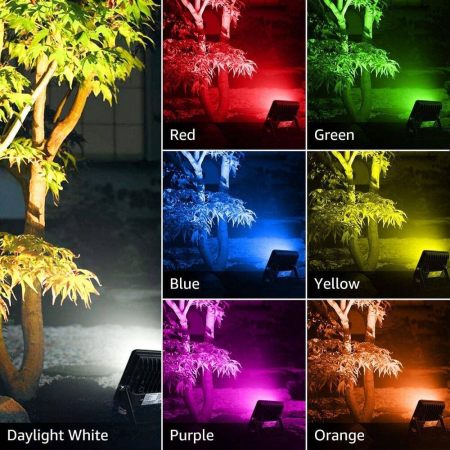 Set 2 proiectoare de podea LED RGB Lepro, Telecomanda , 15W, IP65 waterproof [1]