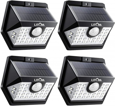 Set 4 lampi solare LITOM LTCD179, LED, 30 leduri, incarcare solara si senzor de miscare [0]